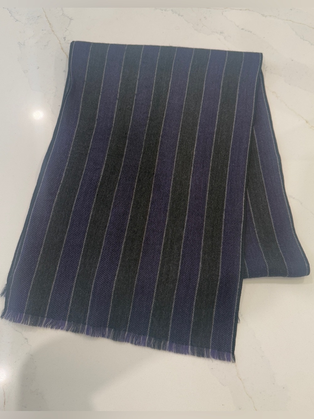 Canali 100% Wool Scarf Made in Italy Double Face Purple Gray Quiet Luxury
